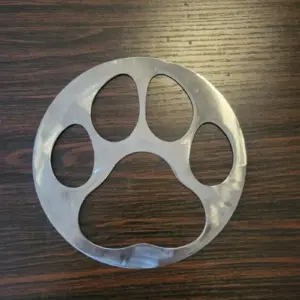 metal wall art of a paw print