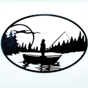 Man fishing metal art