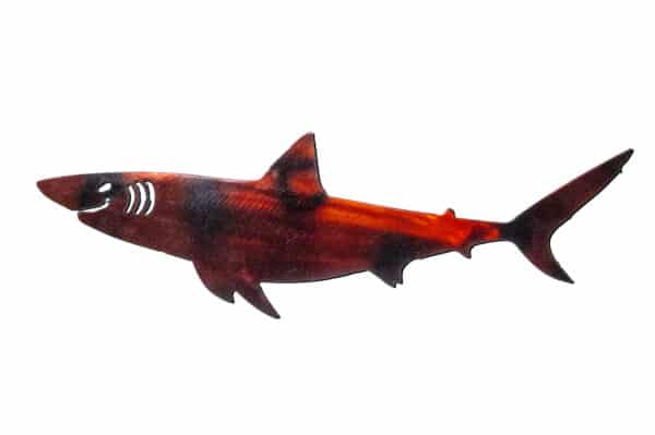 Shark metal art in red ombre coating